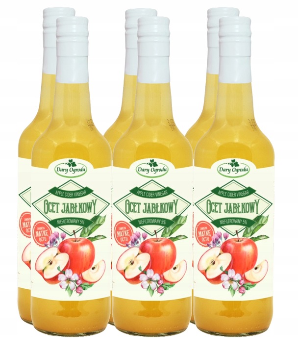 Ocet Jabłkowy Niefiltrowany NIEPASTERYZOWANY z Matką Octu 6x / Dary Ogrodu