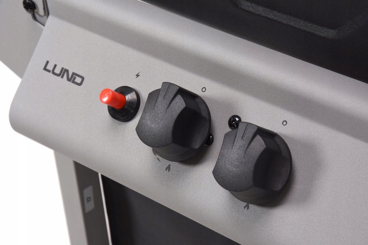 GRILL GAZOWY OGRODOWY BAVEN 2 PALNIKI, 5,5KW Z POKRYWĄ Z TERMOMETREM LUND