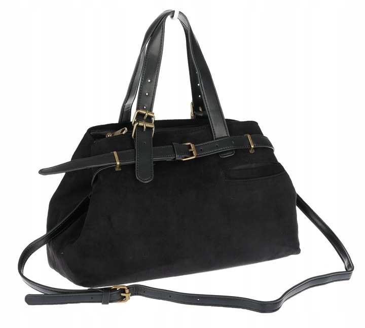 Torebka Damska shopper zamszowa torebka jamnik włoska marka 1255 Czarna