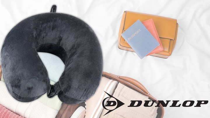 Rogal poduszka podróżna do samolotu samochodu auta z pianki MEMORY DUNLOP