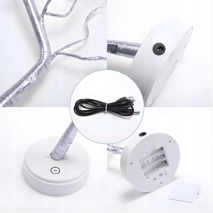 LAMPKA DRZEWKO BONSAI LED 50 CM SREBRNE CHOINKA ŚWIECĄCE USB