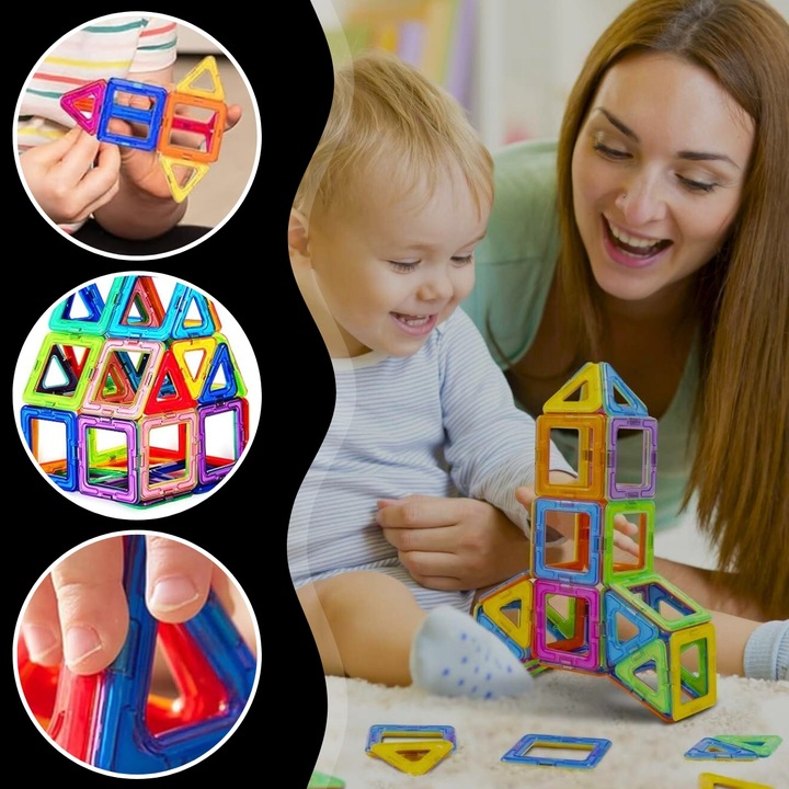 KLOCKI MAGNETYCZNE KONSTRUKCYJNE DUŻE PANELE 3D UKŁADANKA DLA DZIECI 134 el