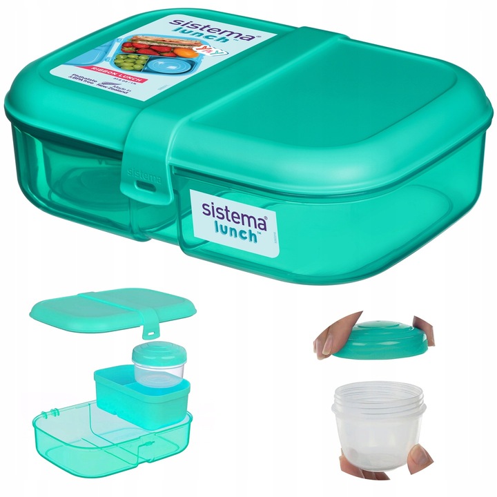 ŚNIADANIÓWKA SISTEMA LUNCHBOX POJEMNIK SOS BOX BENTO 1100ML Z PRZEGRÓDKAMI