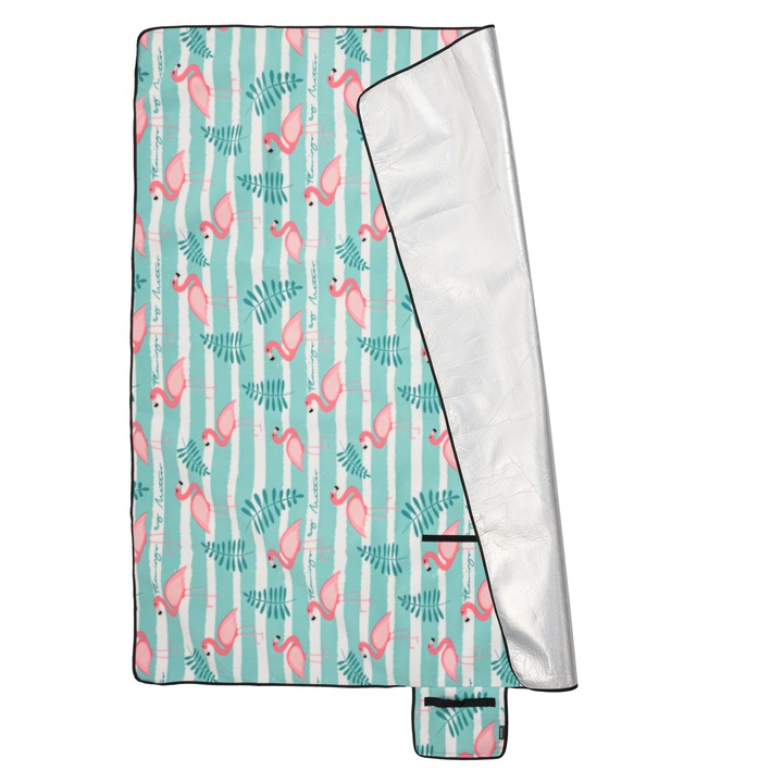 KOC PIKNIKOWY METEOR 150x190 ALU FLAMINGI 3 warstwowy kompaktowy na rzep