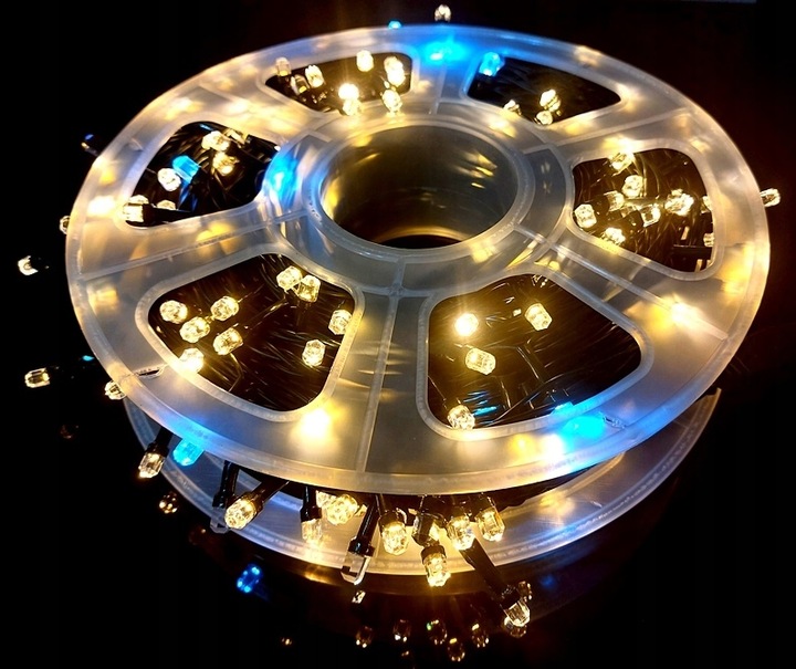 LAMPKI CHOINKOWE Z FLESZEM BIAŁE CIEPŁE Z BIAŁYM ZIMNYM FLESZEM - 50 M