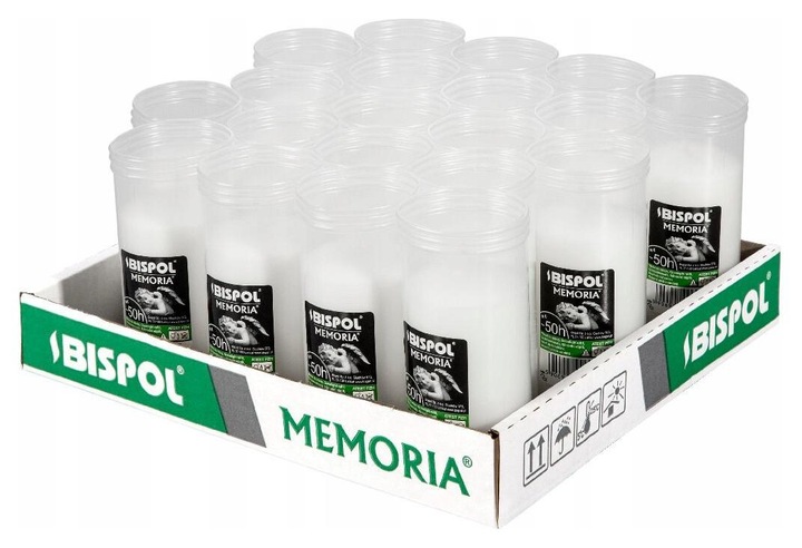 BISPOL Wkłady do zniczy parafinowe P180 50H 20szt.