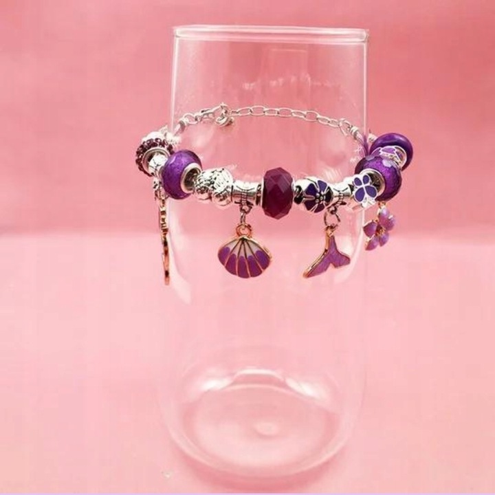 Zestaw Do Biżuterii Fiolet Komplet Koralików 68 Elementów Zestaw Kreatywny