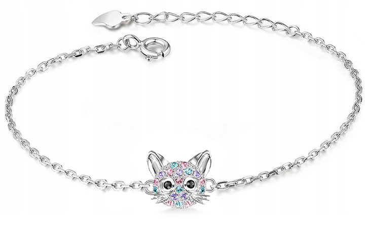 Srebrna bransoletka kotek dla dziewczynki srebro próba 925