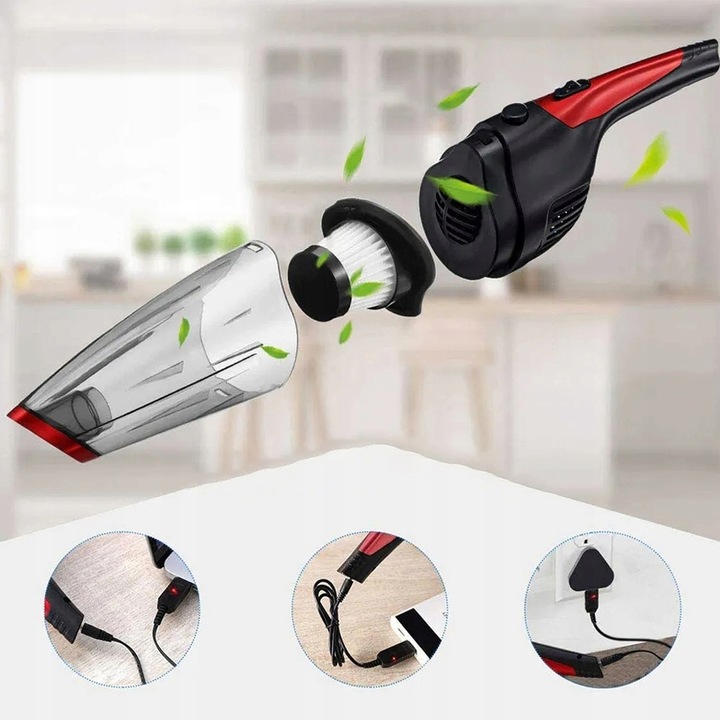 ODKURZACZ PODRĘCZNY BEZPRZEWODOWY MOCNY DO AUTA SAMOCHODOWY 120 W 7200 PA