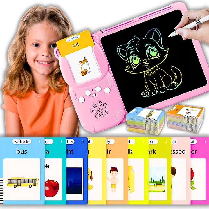 CZYTNIK KART TABLET DO NAUKI ANGIELSKIEGO SŁÓWEK 2W1 112 KART 224 SŁÓWKA