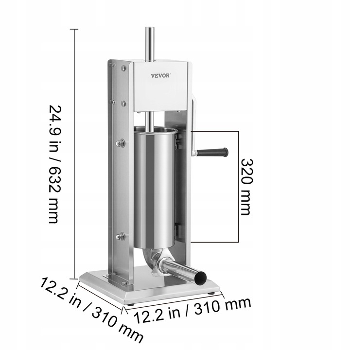 Ręczna nadziewarka do kiełbas 8LBS 5L 304 ze stali nierdzewnej 4 rurki
