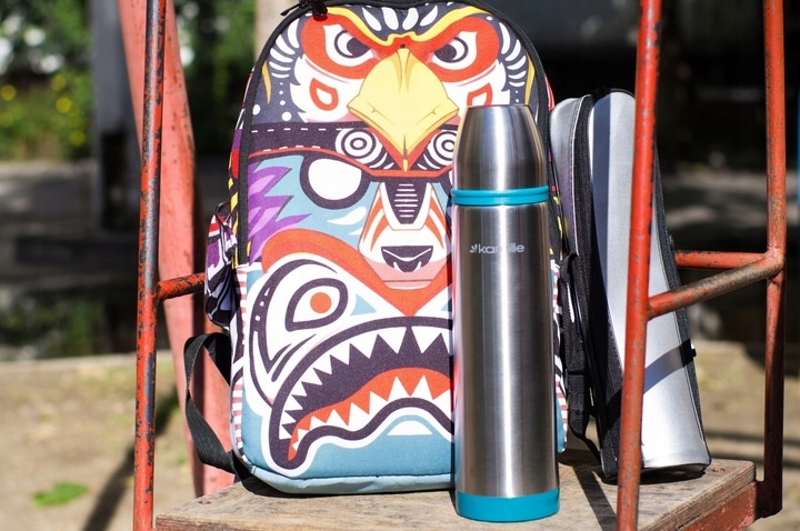 KUBEK TERMICZNY TERMOS STALOWY 100% SCZELNY pojemny bidon KAMILLE 1l