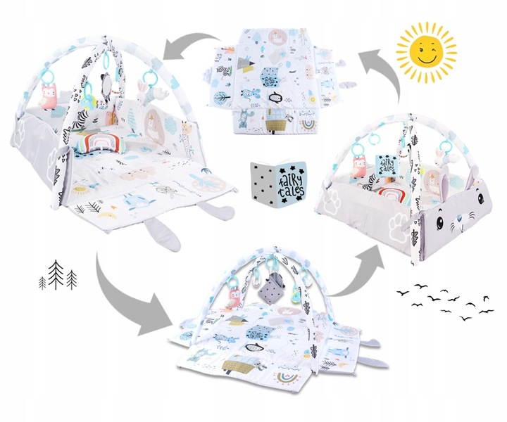 Duża Mata Edukacyjna Miękka Interaktywna 4w1 Poduszka Minky 20 piłek