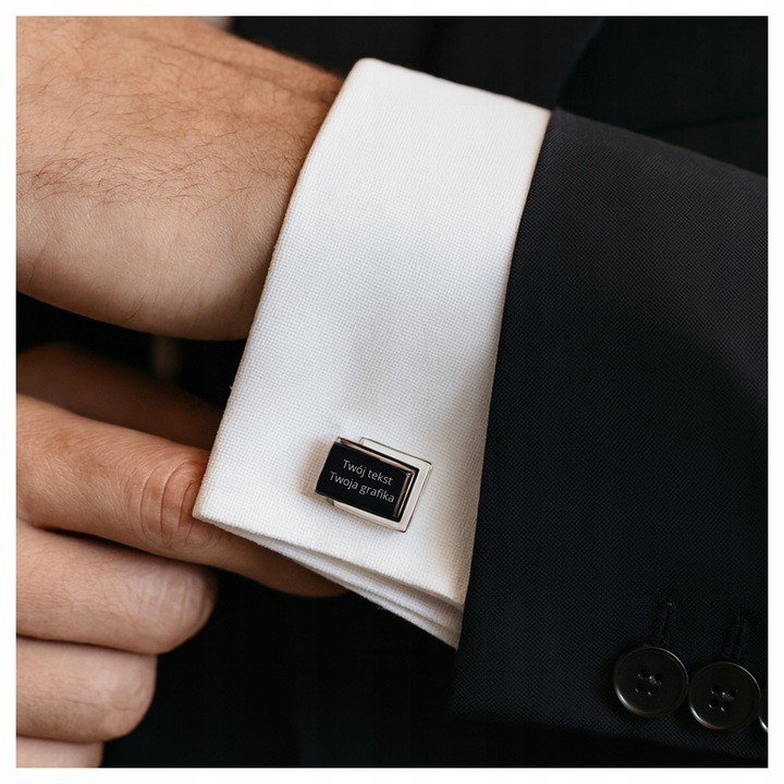 Grawerowane spinki do mankietów koszuli z własną grafiką tekstem na prezent