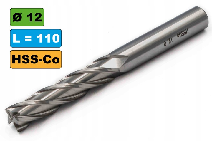 Frez NFPa DIN844 Fi12mm DŁUGI 110mm HSS-Co KOBALT