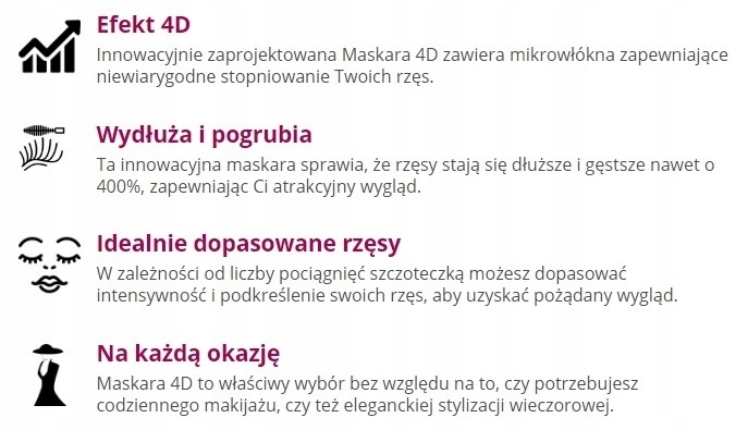 4D TUSZ DO RZĘS Jedwab wydłużający MASKARA mascara
