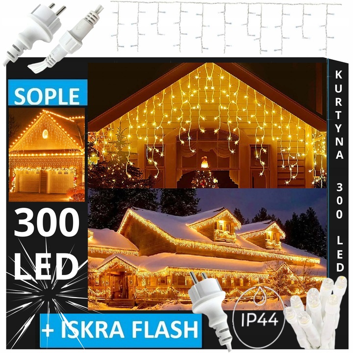 SOPLE LED LAMPKI 300 CHOINKOWE 14.5M ZEWNĘTRZNE ŚWIATEŁKA ŚWIĄTECZNE +FLASH