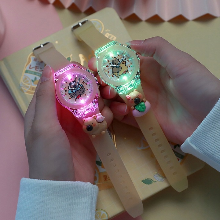 zegarek dziecięcy KAPIBARA dla dziewczynki dzieci ŚWIECĄCY i fosfowyzujący