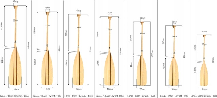 2 x Pagaj drewniany John Paddle 180 cm