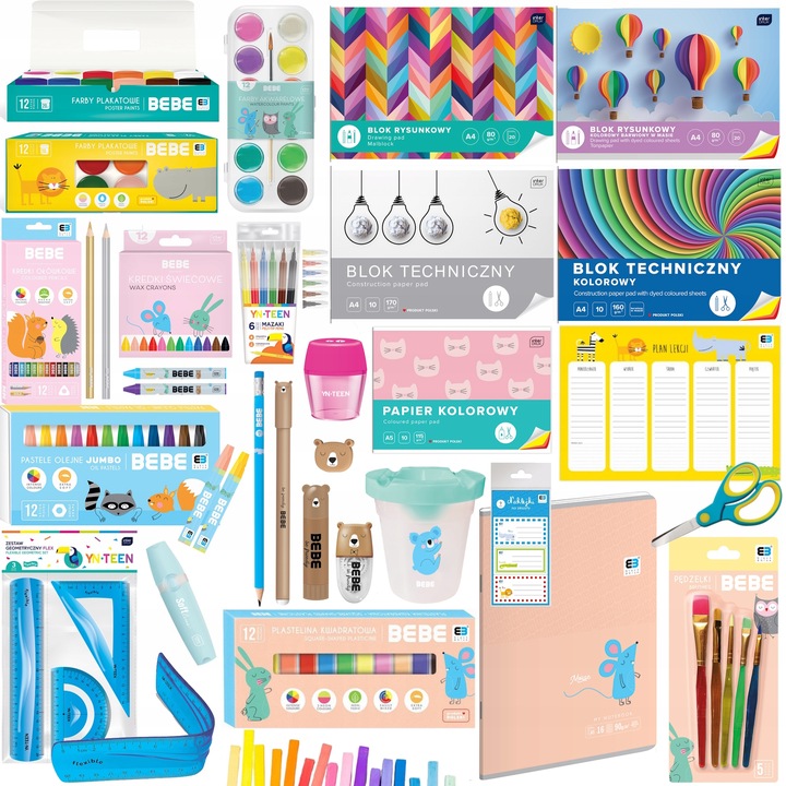 BEBE INTERDRUK DUŻA WYPRAWKA ZESTAW DO SZKOŁY XXL 1-3 + GRATIS 26 ELEMENTÓW