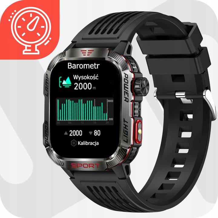 SMARTWATCH MĘSKI MILITARNY ZEGAREK POLSKIE MENU ROZMOWY 600 MAH SMART WATCH