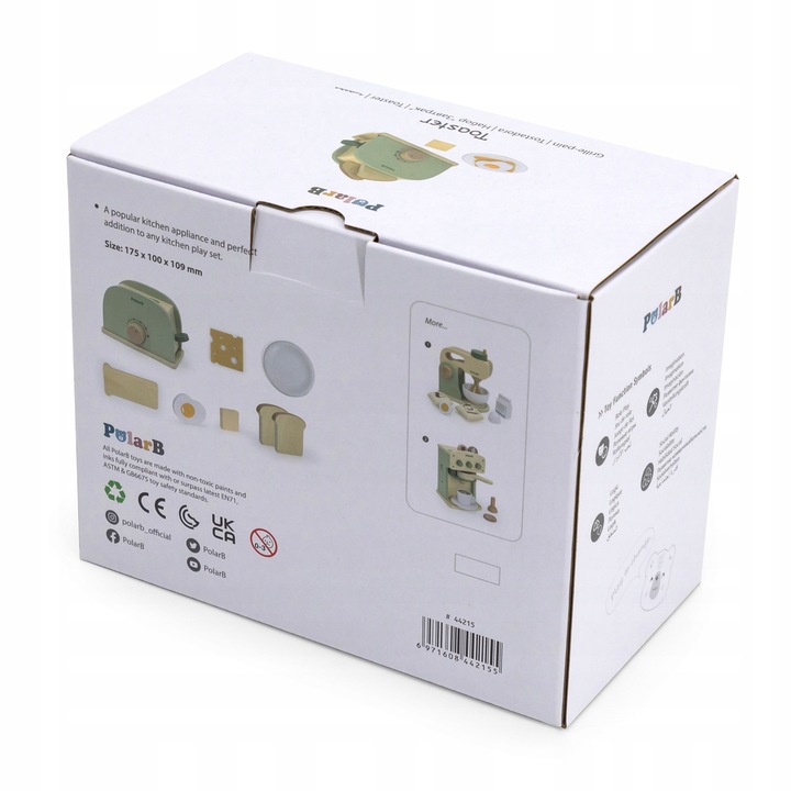 VIGA TOSTER DREWNIANY ZIELONY PolarB ZESTAW AKCESORIA TOSTY TALERZYK