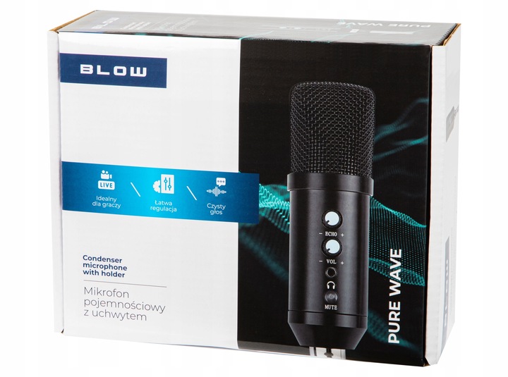 MIKROFON STUDYJNY Z TRIPODEM POJEMNOŚCIOWY REGULACJA UCHWYT GAMINGOWY USB