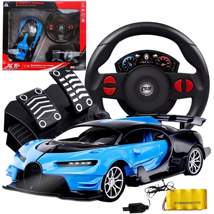 Samochód ZDALNIE STEROWANY RC AUTO KIEROWNICA PEDAŁY Niebieski