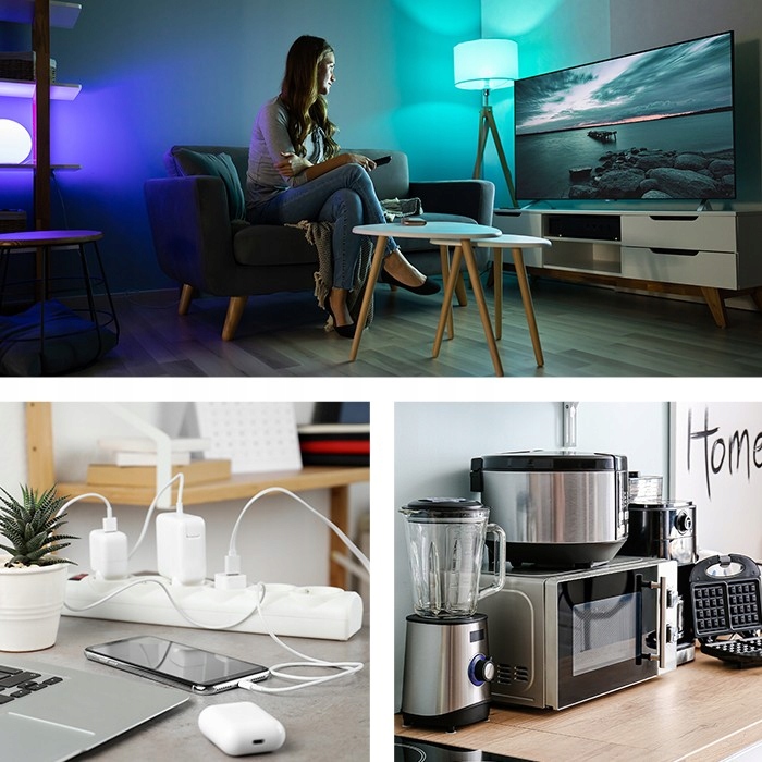 Qoltec Przedłużacz Listwa zasilająca 8 gniazd 1.8m podświetlany włącznik