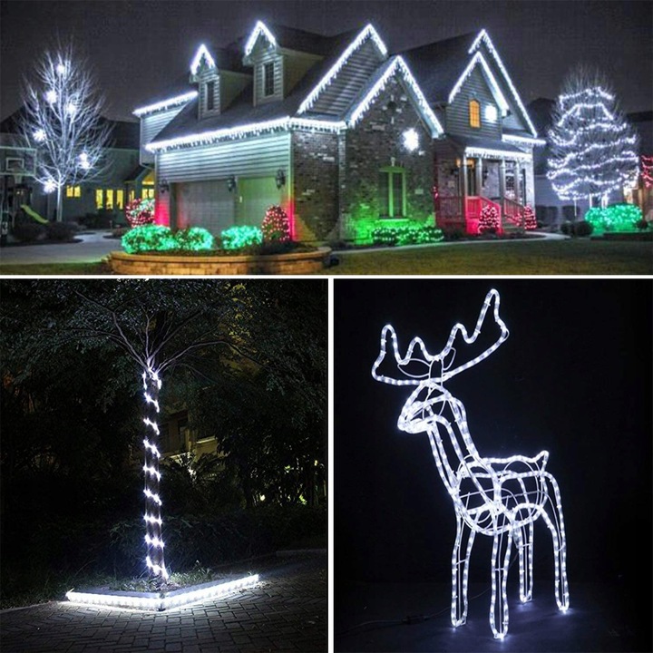 PIĘKNY JASNY WĄŻ ŚWIETLNY Z BROKATEM LED LAMPKI OZDOBNE CHOINKOWE 10M ZEW.