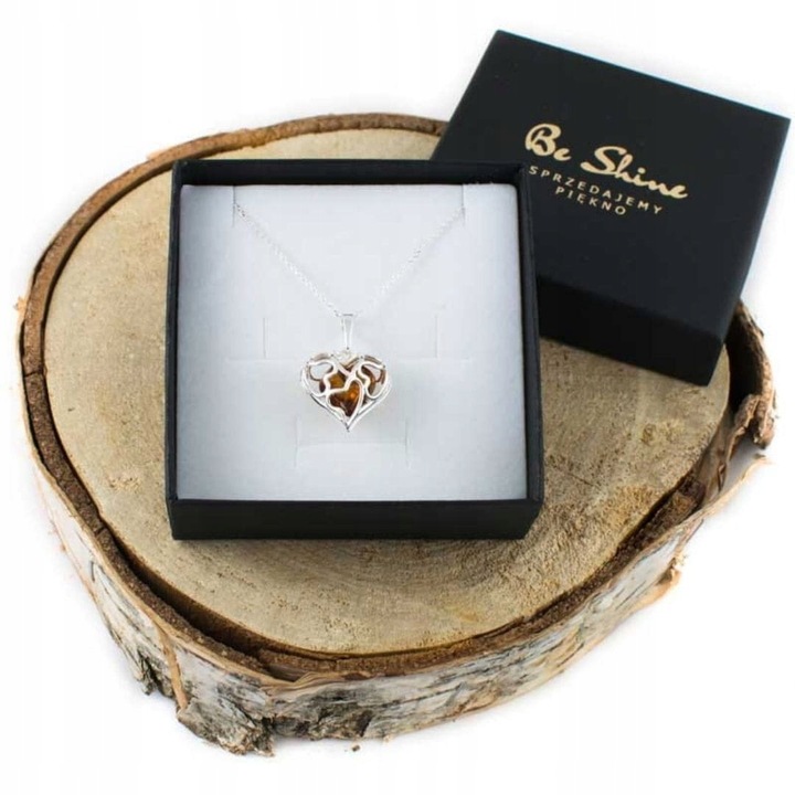 Naszyjnik Sekretnik Srebrny z Bursztynem