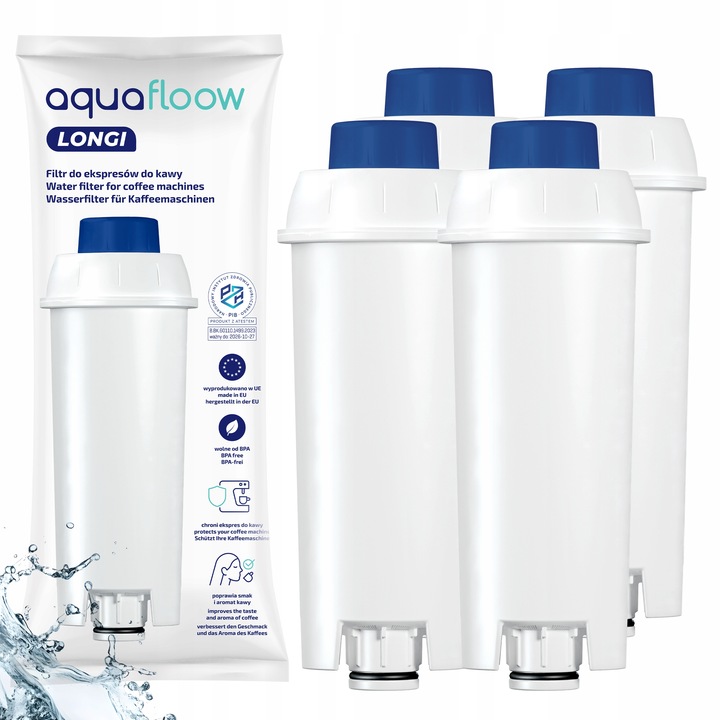 AquaFloow filtr do wody do ekspres Delonghi Magnifica Dinamica - 4 sztuki