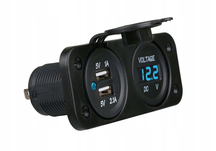 SAMOCHÓD WOLTOMIERZ ŁADOWARKA 2x USB 2A PANEL 2w1