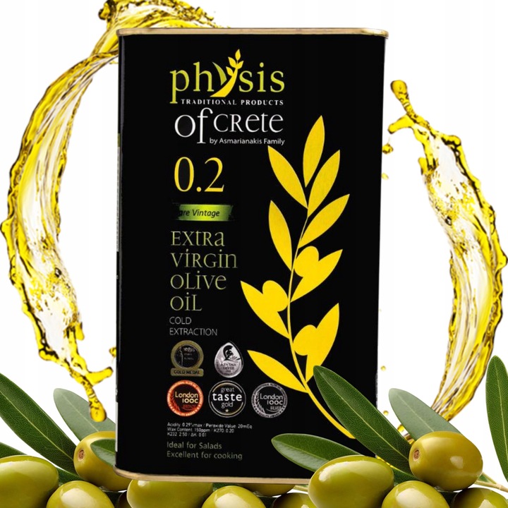 Oliwa z Oliwek Extra Virgin 1L Grecka Physis of Crete 0.2% Data aż do 07/27