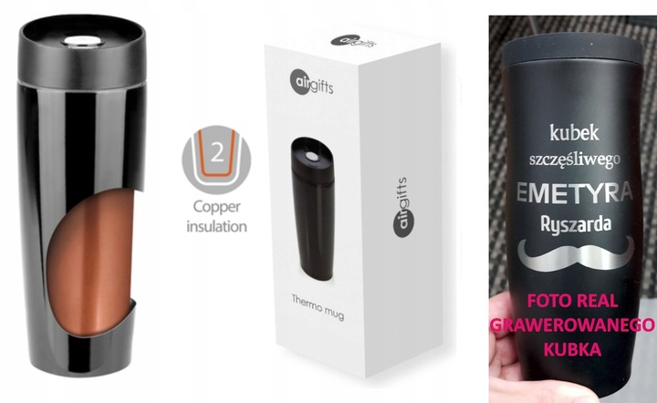 KUBEK TERMICZNY Z GRAWEREM Grawer PREZENT