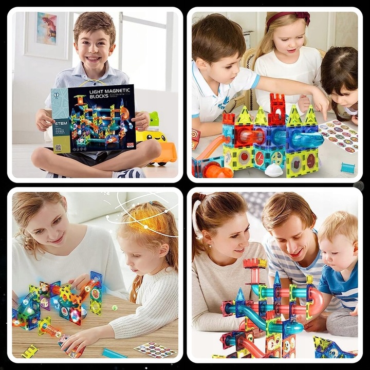Klocki magnetyczne konstrukcyjne 49el 3D edukacyjne duży zestaw dla dzieci