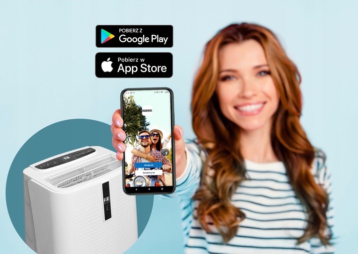 Klimatyzator przenośny ENVA 3,5 kW 4w1 WiFi osuszacz 56l/24h pompa ciepła