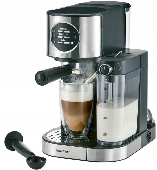 Ekspres ciśnieniowy ze spieniaczem Silvercrest SEMM 1470W Funkcja Latte