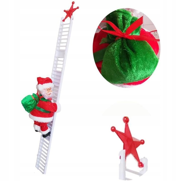 Elektryczna Drabina Wspinaczkowa Święty Mikołaj Świąteczna Figurka Muzyczna