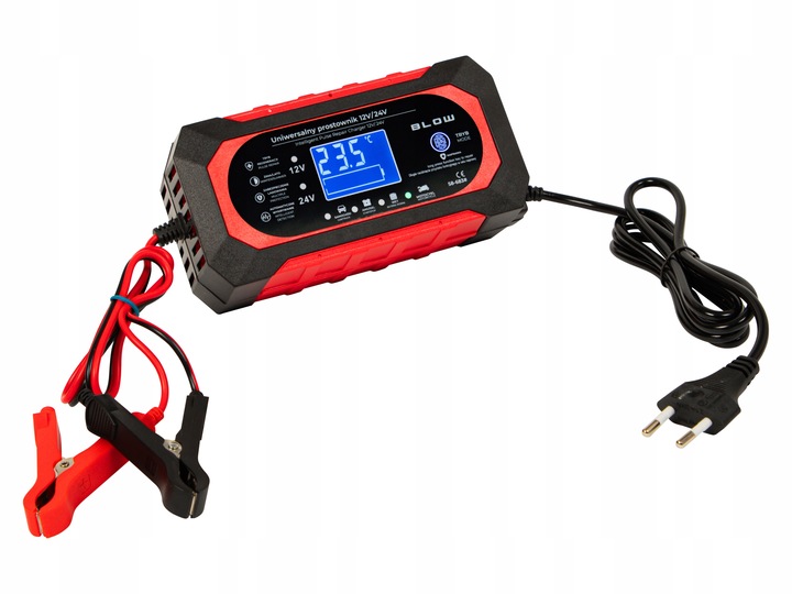AUTOMATYCZNY INTELIGENTNY PROSTOWNIK ŁADOWARKA AKUMULATORA LCD 24V 12V 8A