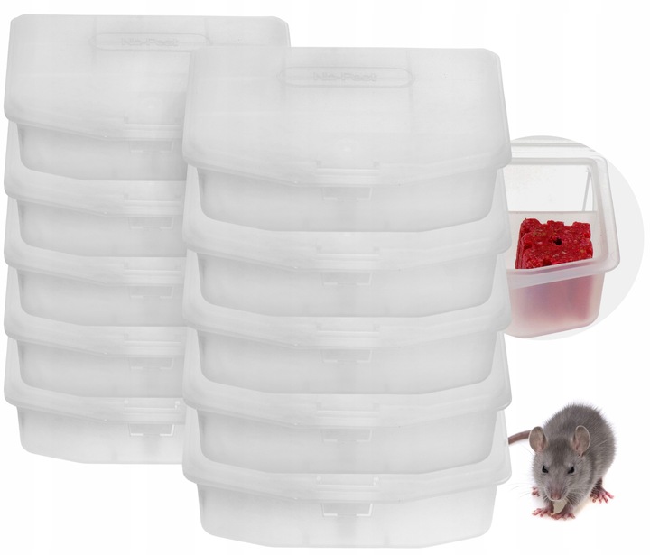 STACJA DERATYZACYJNA KARMNIK NA TRUTKĘ NA MYSZY SZCZURY GRYZONIE (10 SZT)