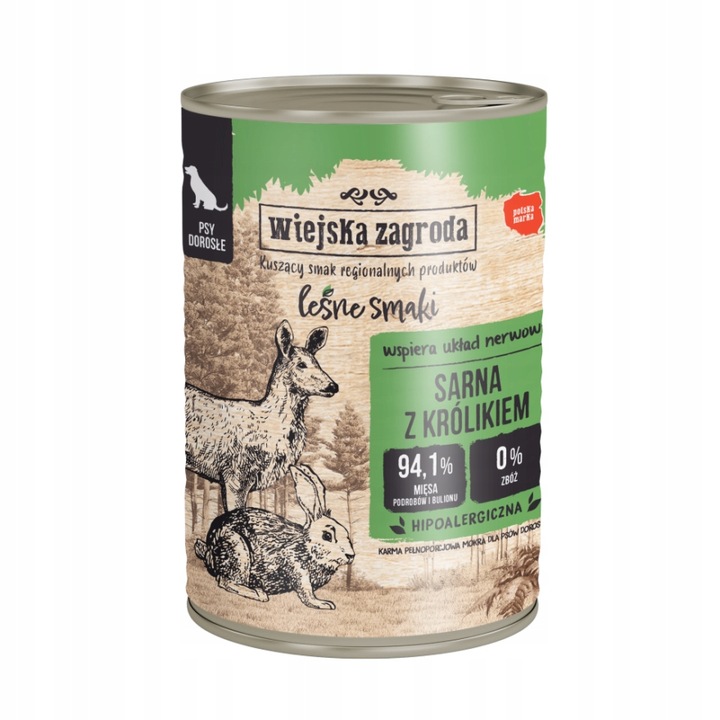 WIEJSKA ZAGRODA MOKRA KARMA DLA PSA LEŚNE SMAKI BOGATY MIX SMAKÓW 5 X 400 G