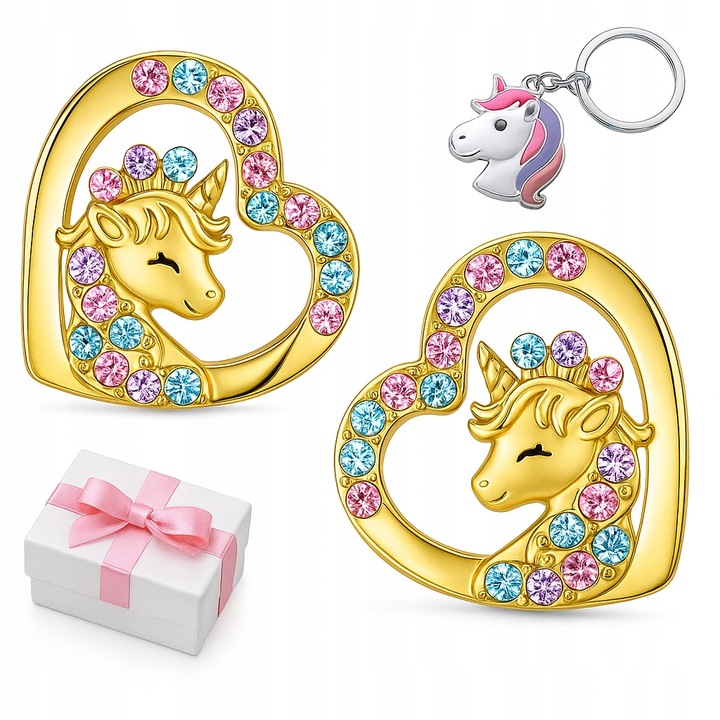 Srebrne kolczyki dla dzieci sztyfty wkrętki jednorożce srebro pozłacane 925