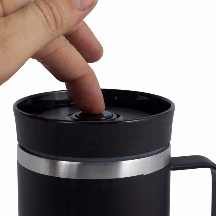 KUBEK TERMICZNY Z UCHEM TERMOS STALOWY SCZELNY pojemny bidon KAMILLE 360 ml