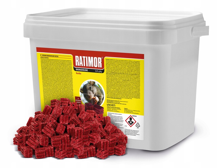 ULTRA MOCNA TRUTKA KOSTKA NA MYSZY I SZCZURY RATIMOR 3KG BROMADIOLONE
