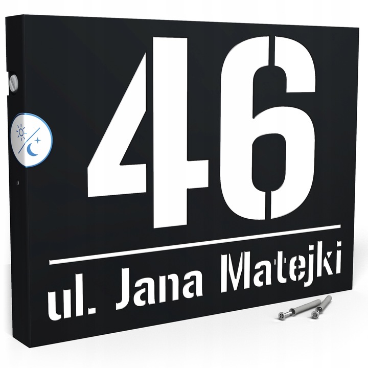 PODŚWIETLANY NUMER NA DOM TABLICZKA ADRESOWA LED 40X30 cm CZUJNIK ZMIERZCHU