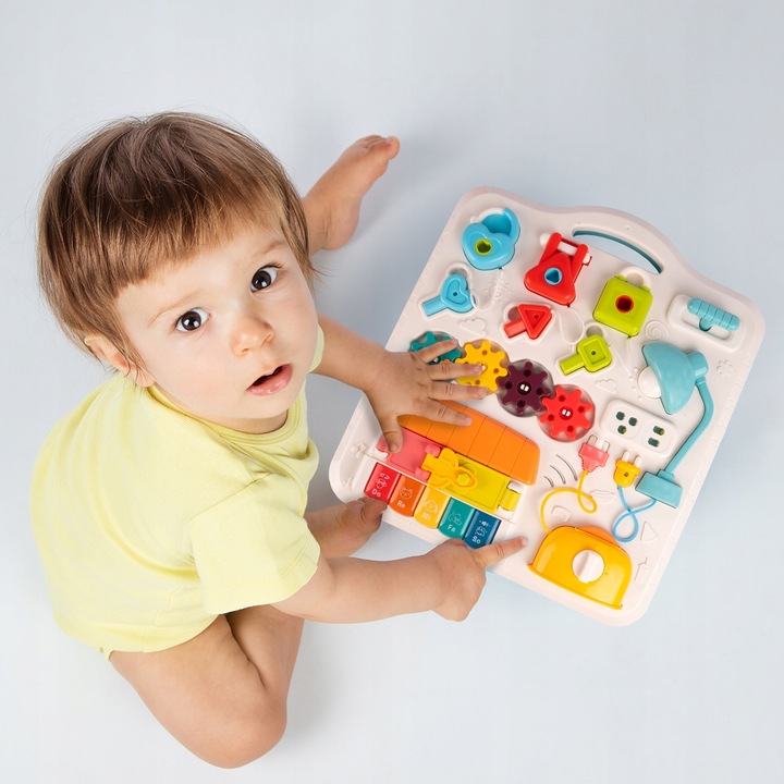 STOLIK EDUKACYJNY INTERAKTYWNY TABLICA MANIPULACYJNA KŁÓDKI KLUCZE PIANINO