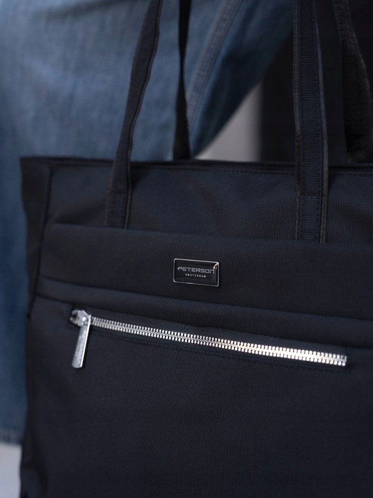 Duża torba damska PETERSON torebka shopper na ramię czarna miejska