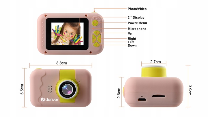 Aparat cyfrowy dla dzieci Denver KCA-1350 z selfie różowy