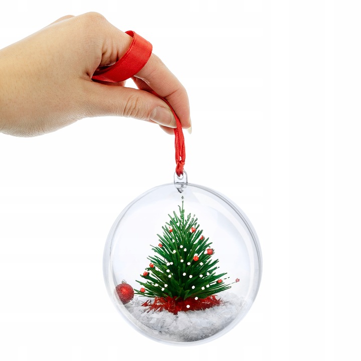 Kula Bombka AKRYLOWA 10cm 10 szt PRZEZROCZYSTA Bombka Plastikowa Otwierana